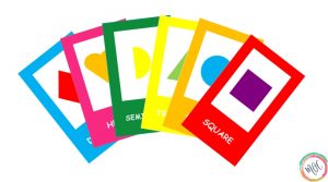 6 colorful shape flashcards